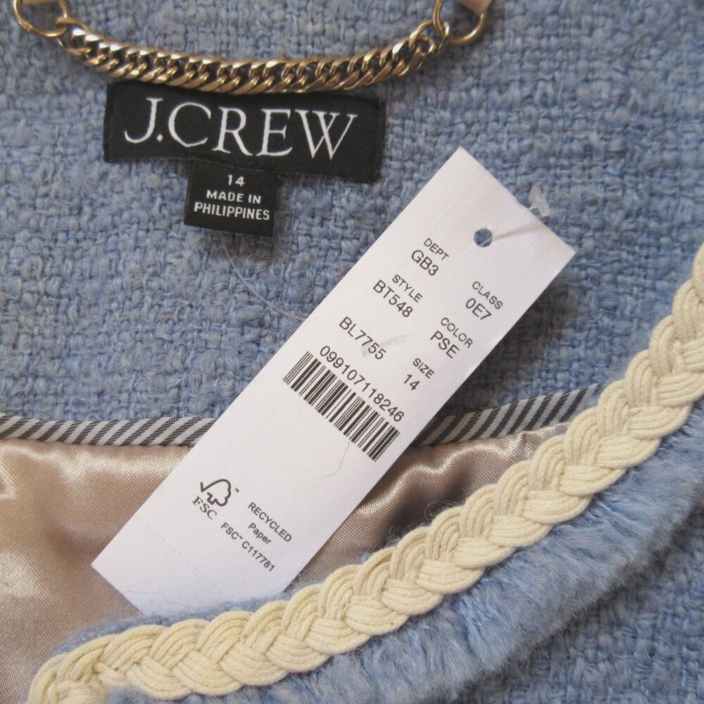 NWT J.Crew Frances Lady Jacket in Pale Seascape Blue Maritime Tweed 14 - Picture 6 of 11